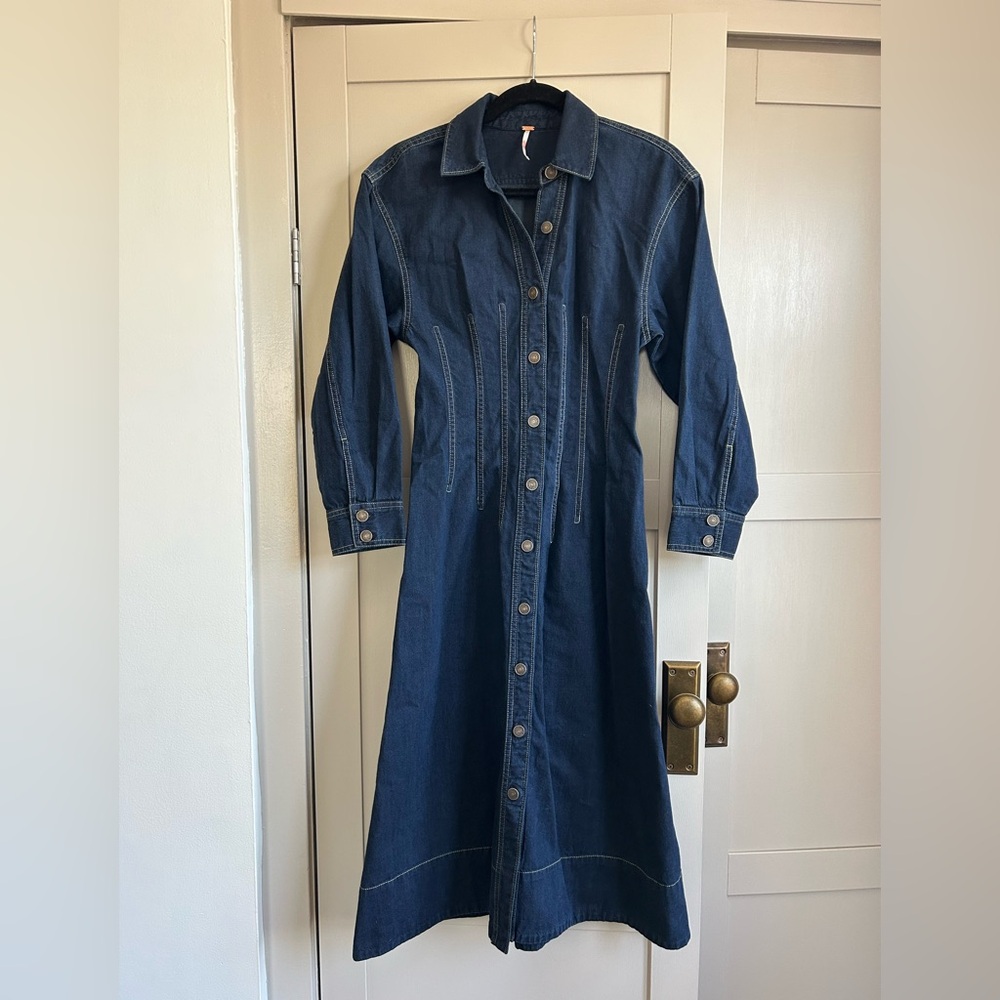 Free People Denim button down dress Long sleeve